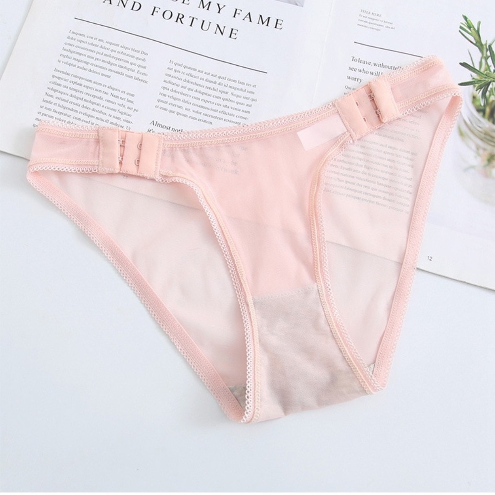 Pink Sheer see trough Bikini Swim wear bottom with side closures